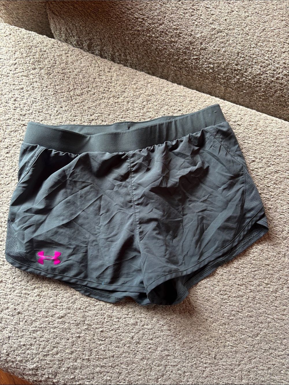 Under Armour Black Athletic Shorts with Pink Logo